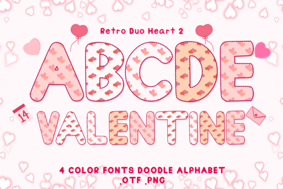 Retro Duo Heart 2: Adorable Color Fonts for Design